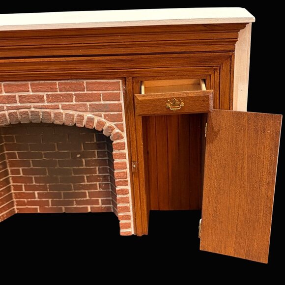 Braxton Payne Dollhouse Miniature Fireplace Brick Hearth Wood Cabinet Signed 1:1 - Picture 4 of 10
